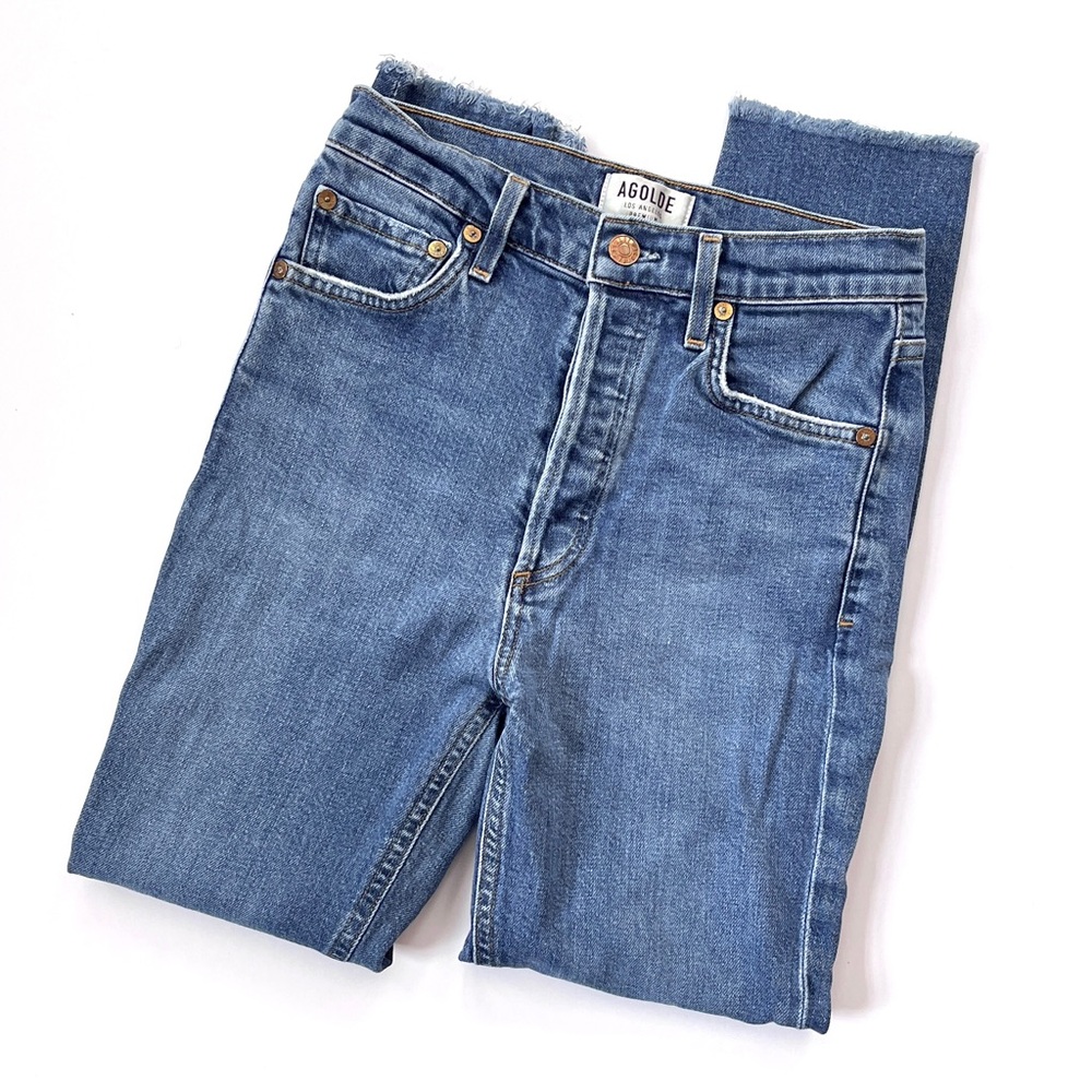 AGOLDE Women's Nico High Rise Slim Fit Jeans in Medium Blue Wash (25)